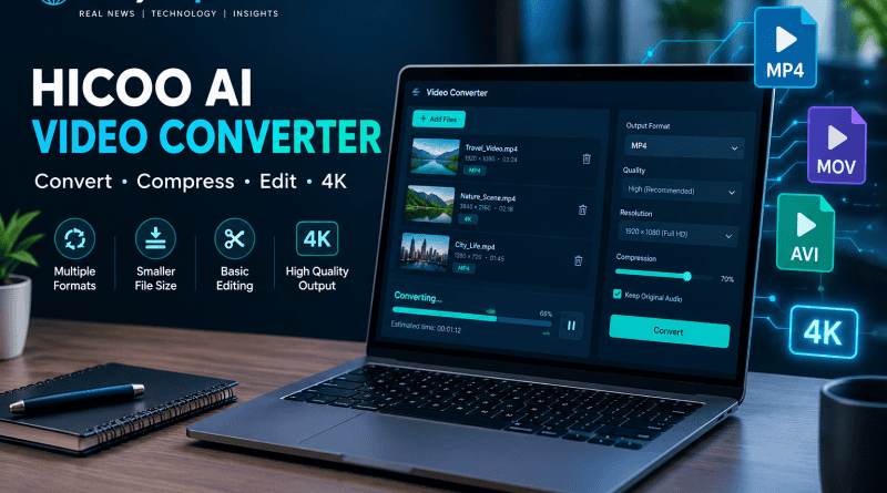 Hicoo AI video converter with 4K video conversion, compression and editing features